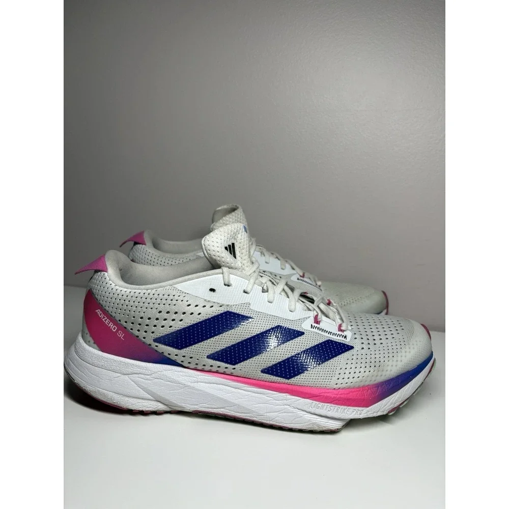 Adidas Mens Adizero SL Running Athletic Shoes White/Blue/Fuchsia GV9095 Size 8.5